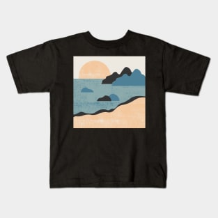 Minimalistic Art of Mountains And Beach Kids T-Shirt